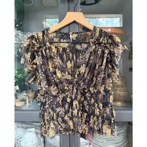 NWOT - Free People Making Me Smile Floral Mesh Top - Size Small